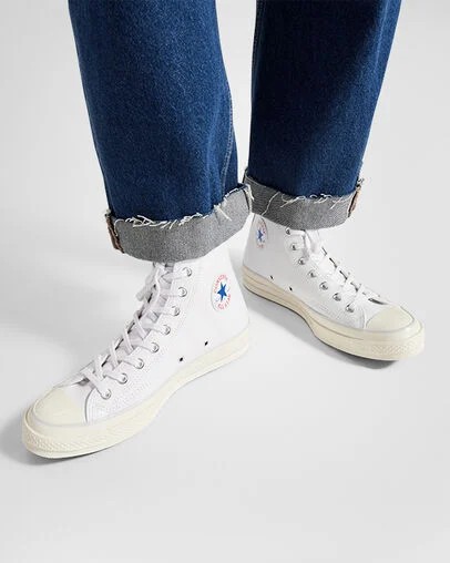 White Converse Chuck 70 Leather Men Sneakers Canada | C-49276819