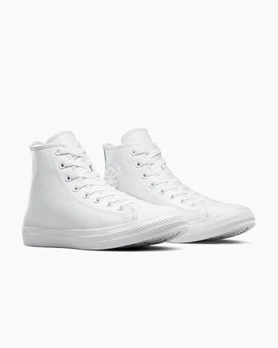 White Converse Chuck Taylor All Star Leather Men Sneakers Canada | C-27518949