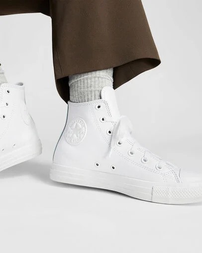 White Converse Chuck Taylor All Star Leather Men Sneakers Canada | C-27518949