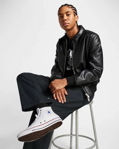White Converse Chuck Taylor All Star Leather Men Sneakers Canada | C-92375189