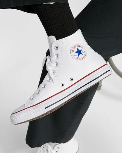 White Converse Chuck Taylor All Star Leather Men Sneakers Canada | C-92375189