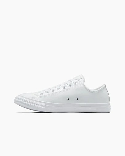 White Converse Chuck Taylor All Star Leather Women Tennis Shoes Canada | C-87645109