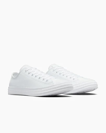 White Converse Chuck Taylor All Star Leather Women Tennis Shoes Canada | C-87645109