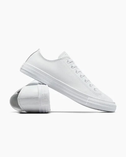 White Converse Chuck Taylor All Star Leather Women Tennis Shoes Canada | C-87645109