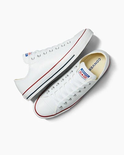 White Converse Chuck Taylor All Star Leather Women Tennis Shoes Canada | C-24185399