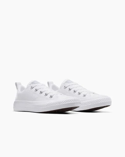 White Converse Chuck Taylor All Star Malden Street Leather Kids' Sneakers Canada | C-09823679