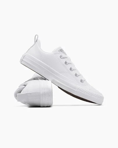 White Converse Chuck Taylor All Star Malden Street Leather Kids' Sneakers Canada | C-09823679