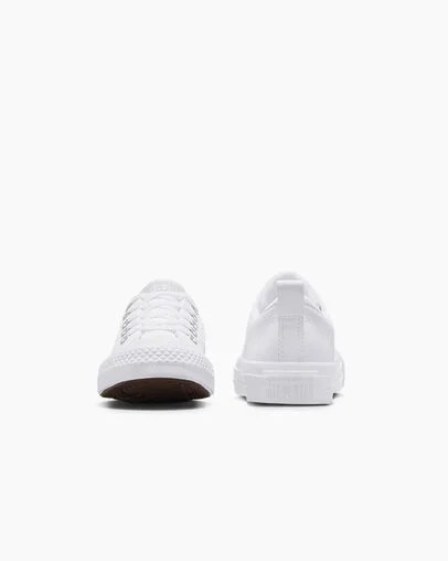 White Converse Chuck Taylor All Star Malden Street Leather Kids' Sneakers Canada | C-09823679