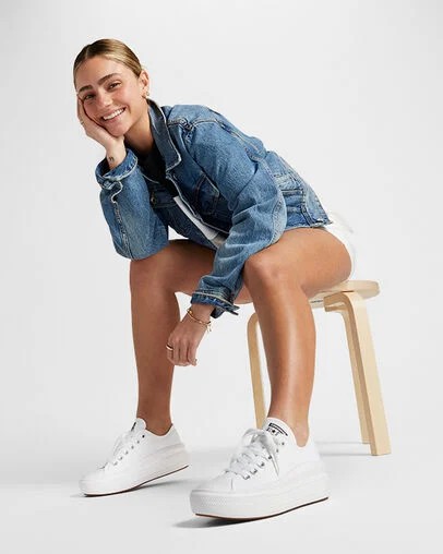 White Converse Chuck Taylor All Star Move Women Platform Shoes Canada | C-45690239