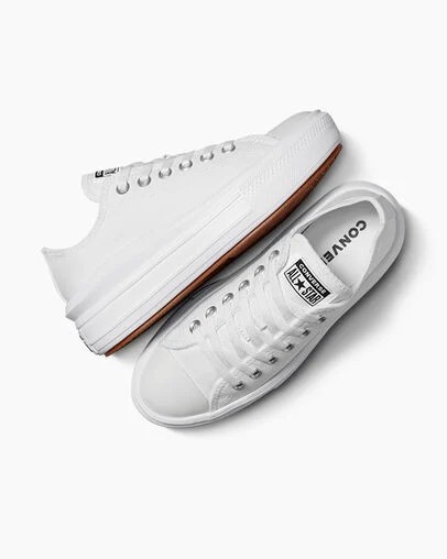 White Converse Chuck Taylor All Star Move Women Canvas Shoes Canada | C-65193409