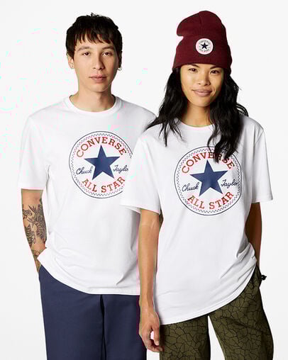 White Converse Go-To All Star Patch Standard-Fit Men T Shirts Canada | C-20645989