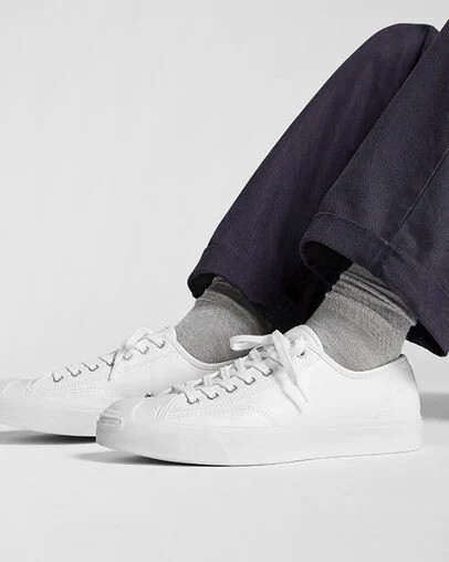 White Converse Jack Purcell Leather Men Tennis Shoes Canada | C-57436809