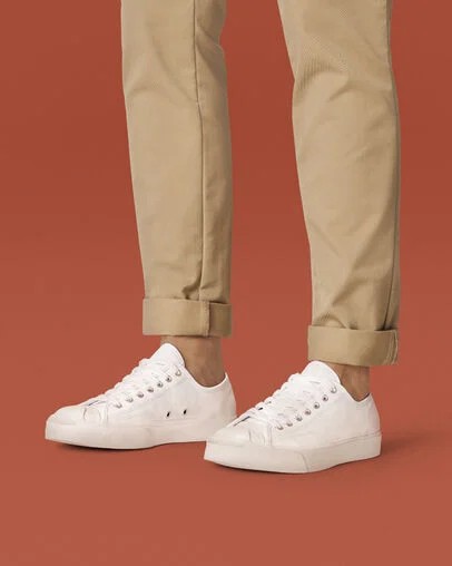 White Converse Jack Purcell Leather Men Tennis Shoes Canada | C-57436809