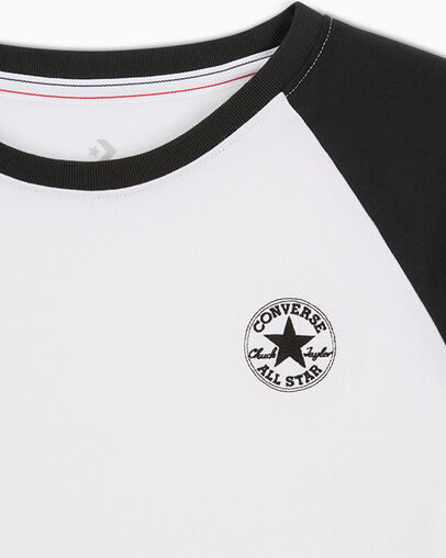 White Converse Raglan Women Long Sleeve Tops Canada | C-28913749