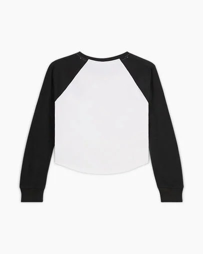 White Converse Raglan Women Long Sleeve Tops Canada | C-28913749