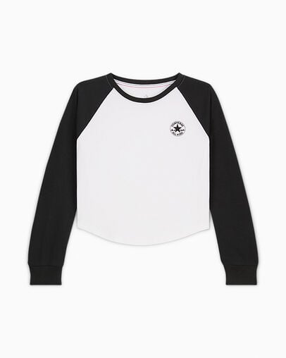 White Converse Raglan Women Long Sleeve Tops Canada | C-28913749