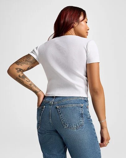 White Converse Ribbed Slim Women T Shirts Canada | C-49027159
