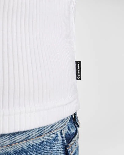 White Converse Ribbed Slim Women T Shirts Canada | C-49027159