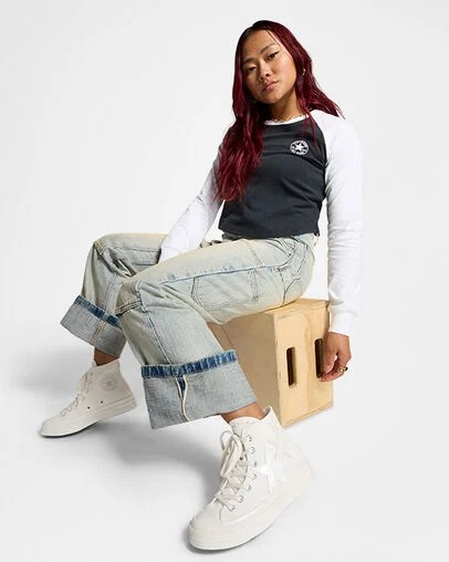 White / Beige Converse Chuck 70 Stars Women Sneakers Canada | C-82740539