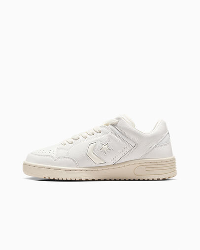 White / Beige Converse Weapon Mono Leather Men Basketball Shoes Canada | C-83125049