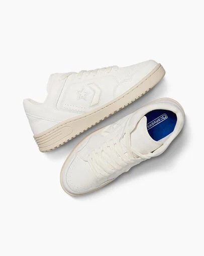 White / Beige Converse Weapon Mono Leather Men Basketball Shoes Canada | C-83125049