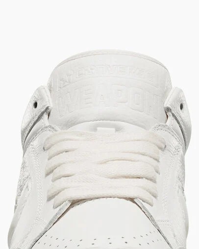 White / Beige Converse Weapon Mono Leather Men Basketball Shoes Canada | C-83125049
