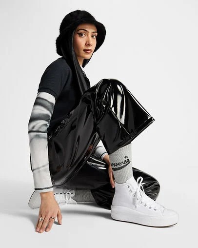White / Beige White / Black Converse Chuck Taylor All Star Move Women Platform Shoes Canada | C-83529609