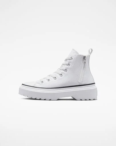 White / Black Converse Chuck Taylor All Star Lugged Lift Platform Kids' Canvas Shoes Canada | C-46128059