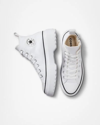 White / Black Converse Chuck Taylor All Star Lugged Lift Platform Kids' Canvas Shoes Canada | C-46128059