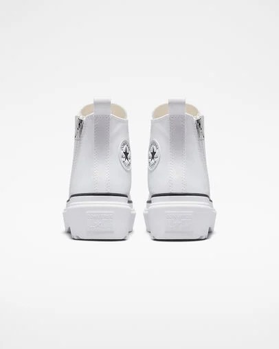 White / Black Converse Chuck Taylor All Star Lugged Lift Platform Kids' Canvas Shoes Canada | C-46128059