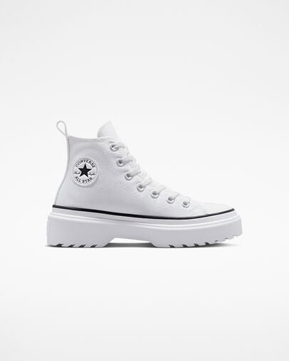 White / Black Converse Chuck Taylor All Star Lugged Lift Platform Kids\' Canvas Shoes Canada | C-46128059