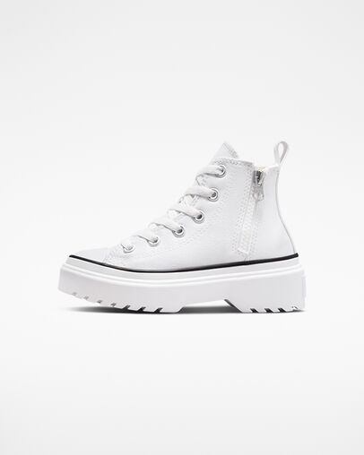 White / Black Converse Chuck Taylor All Star Lugged Lift Platform Kids' Canvas Shoes Canada | C-08613759