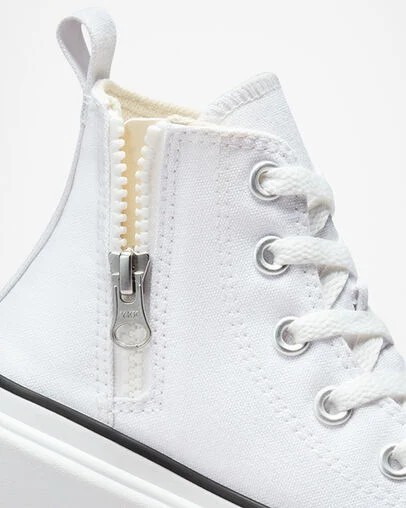 White / Black Converse Chuck Taylor All Star Lugged Lift Platform Kids' Canvas Shoes Canada | C-08613759