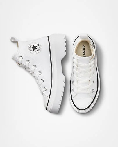 White / Black Converse Chuck Taylor All Star Lugged Lift Platform Kids' Canvas Shoes Canada | C-08613759