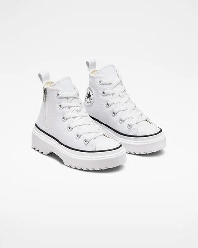 White / Black Converse Chuck Taylor All Star Lugged Lift Platform Kids' Canvas Shoes Canada | C-08613759