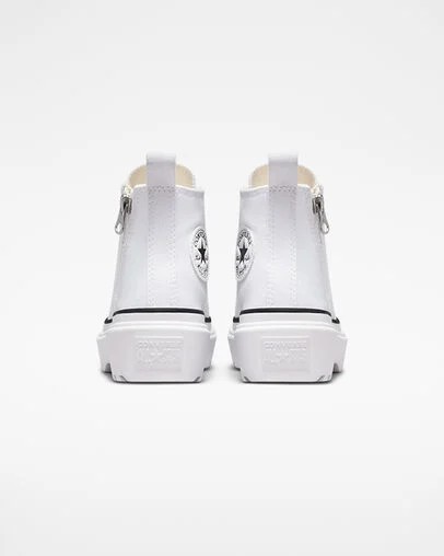 White / Black Converse Chuck Taylor All Star Lugged Lift Platform Kids' Canvas Shoes Canada | C-08613759