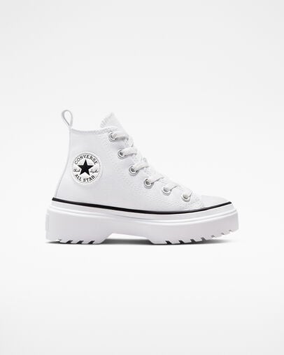 White / Black Converse Chuck Taylor All Star Lugged Lift Platform Kids\' Canvas Shoes Canada | C-08613759