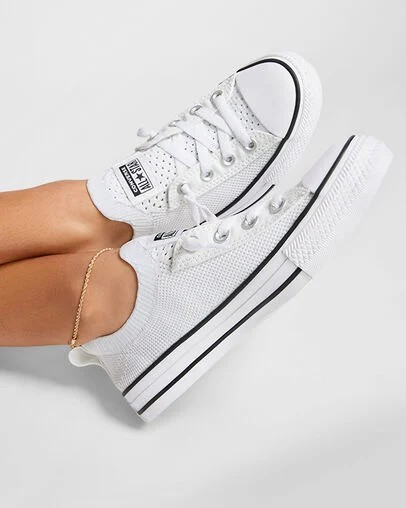 White / Black Converse Chuck Taylor All Star Shoreline Knit Women Slip On Shoes Canada | C-57603289