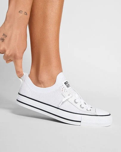 White / Black Converse Chuck Taylor All Star Shoreline Knit Women Slip On Shoes Canada | C-57603289