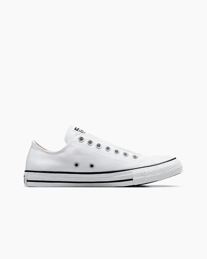 White / Black Converse Chuck Taylor All Star Women Slip On Shoes Canada | C-59613249