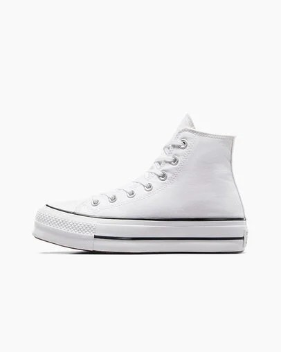 White / Black Converse Chuck Taylor All Star Lift Platform Women Canvas Shoes Canada | C-59073419