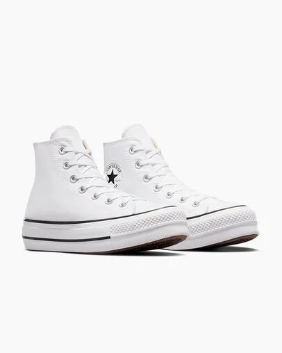 White / Black Converse Chuck Taylor All Star Lift Platform Women Canvas Shoes Canada | C-59073419