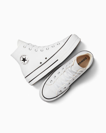 White / Black Converse Chuck Taylor All Star Lift Platform Women Canvas Shoes Canada | C-59073419