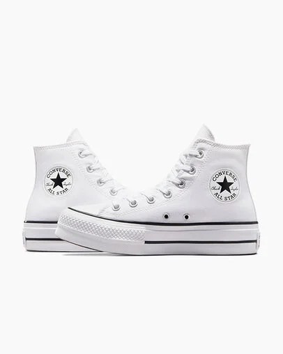 White / Black Converse Chuck Taylor All Star Lift Platform Women Canvas Shoes Canada | C-59073419