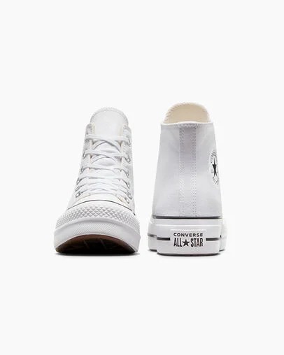 White / Black Converse Chuck Taylor All Star Lift Platform Women Canvas Shoes Canada | C-59073419