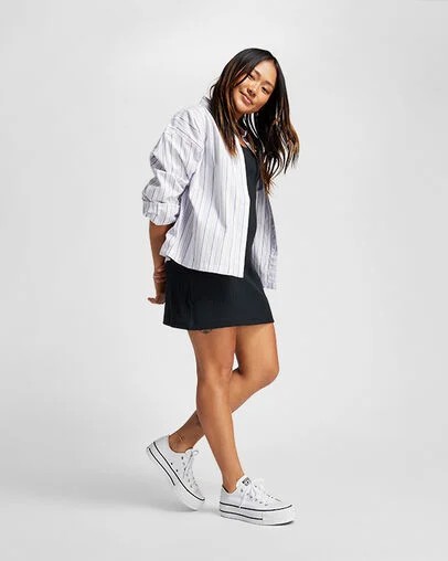 White / Black Converse Chuck Taylor All Star Lift Platform Women Canvas Shoes Canada | C-45983129