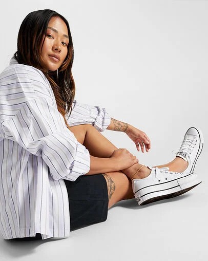 White / Black Converse Chuck Taylor All Star Lift Women Platform Shoes Canada | C-43607899