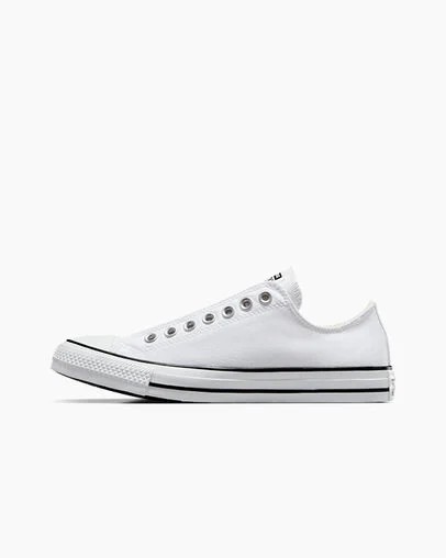 White / Black Converse Chuck Taylor All Star Men Slip On Shoes Canada | C-41506399
