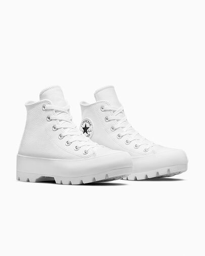 White / Black Converse Chuck Taylor All Star Lugged Leather Women Sneakers Canada | C-89213479