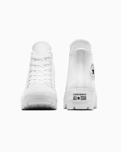 White / Black Converse Chuck Taylor All Star Lugged Leather Women Sneakers Canada | C-89213479